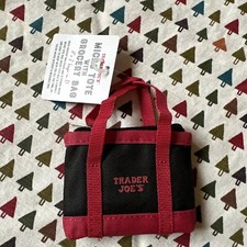 Trader Joe's Micro Tote Bag With Red Grocery Bag Limited Edition New