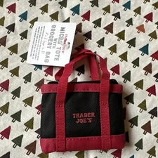 Trader Joe's Micro Tote Bag With Red Grocery Bag Limited Edition New