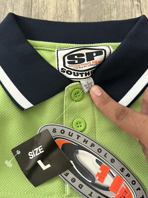 Vintage Y2K SouthPole 3D Holographic Polo Shirt Sz L 2000s HIP HOP