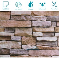 3D Brick Stone Wall Sticker Self-adhesive Waterproof Wallpaper Peel and Stick US