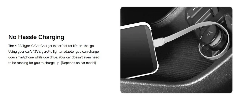 Carregador de carro OFICIAL Aluratek cabo de fita rolante USB tipo C (5V / 4.8A / 24W) - Imagem 2 de 4