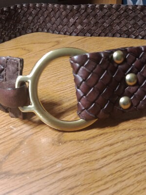 Talbots Braided Brown Leather Woven Wide Belt Size Small  display picture 1