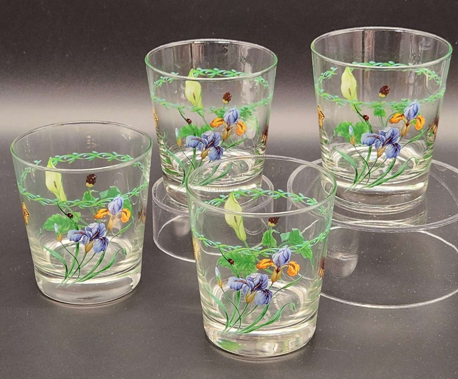Set Of 4 Studio Nova Garden Bloom 12oz Double Old Fashioned Drinking Glasses
