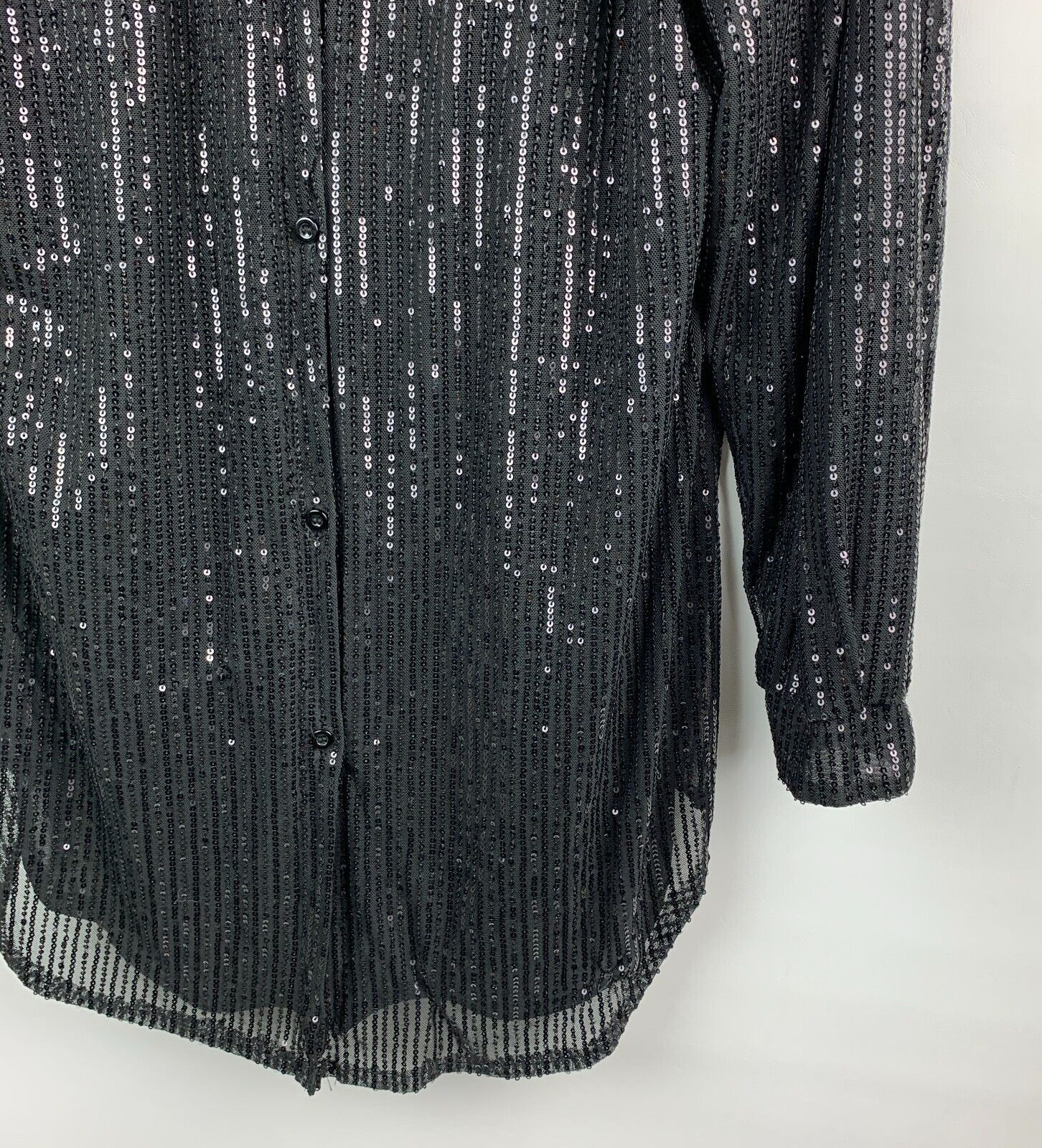 Unbranded Jacket Black Sequin Collared Buttons Lo… - image 6