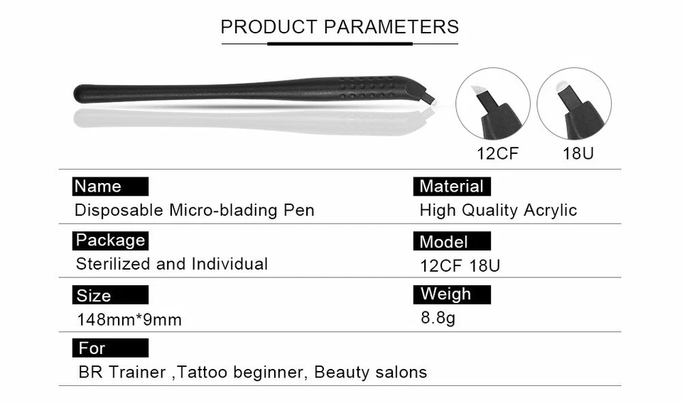 Microblading PRO Penna Monouso SPMU Strumento Trucco Permanente Manuale 12CF/18U - Immagine 4 di 4