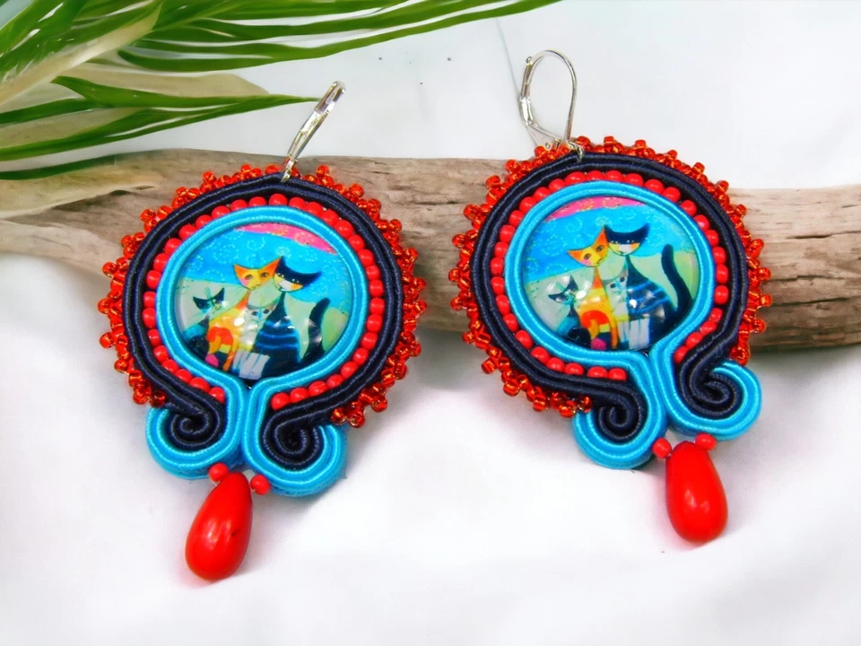 Ohrringe Technik soutache Kunsthandwerk , - Bild 2 von 4