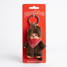 4" Monchhichi Keychain - Classic Boy, Red Handkerchief