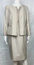 Kasper embellished 2PC Dress suit Taupe/ desert w/beads Mix sizes 10/12 