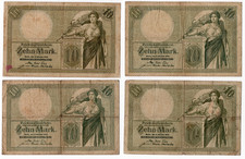 Banknoten Deutsches Reich Zehn Mark 1906 ( 4 St&uuml;ck )
