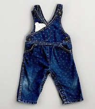 Vintage 12 Months OshKosh Overalls Baby Girl USA Made Blue Jean Flowers Lace mo