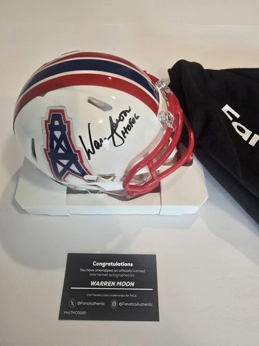 Warren Moon Signed Houston Oilers Mini Helmet HOF 06 Fanatics Authenticated