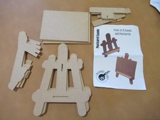 4 x Flat Packed MDF Easels with MDF Postcards - for display artwork *Reduced*