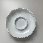 Vintage Fenton White Milk Glass Hobnail 8” Round Ashtray Scalloped Edge