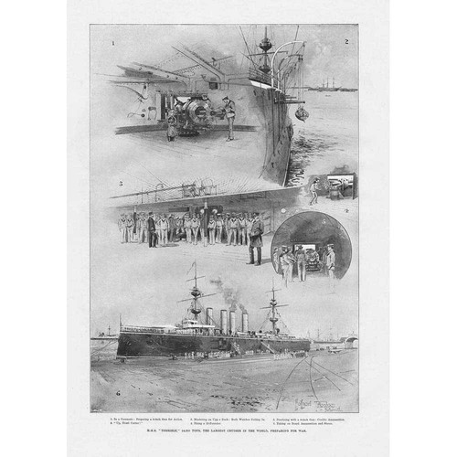 HMS TERRIBLE Royal Navy Cruiser - Antique Print 1898
