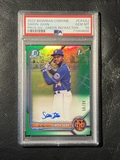 SIMON JUAN 2022 Bowman Chrome Green Refractor Auto 58/99 PSA 10