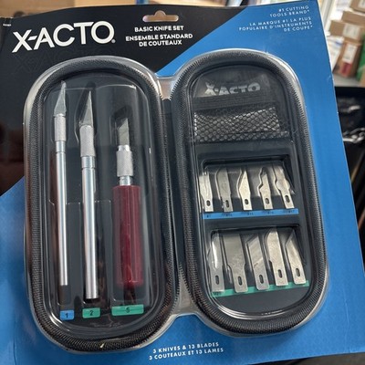 NEW X-ACTO Basic Knife Set, 3 Knives, 13 Blades, Compression Carry Case, 17 Pcs