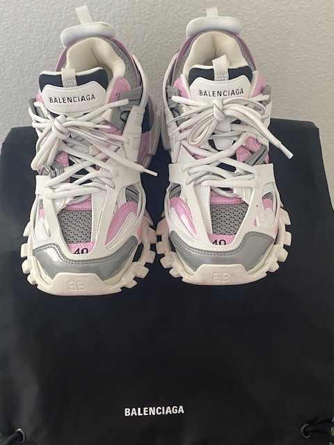 Authentic Balenciaga Woman's Runner Track Sneakers White /Pink