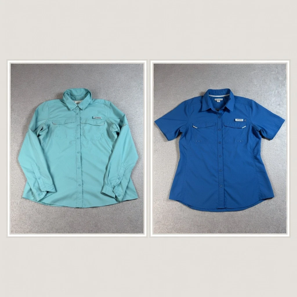 Chemise Columbia PFG Pour Femme, Bleue, Taille XL – Légère, Boutonnée, Vintage