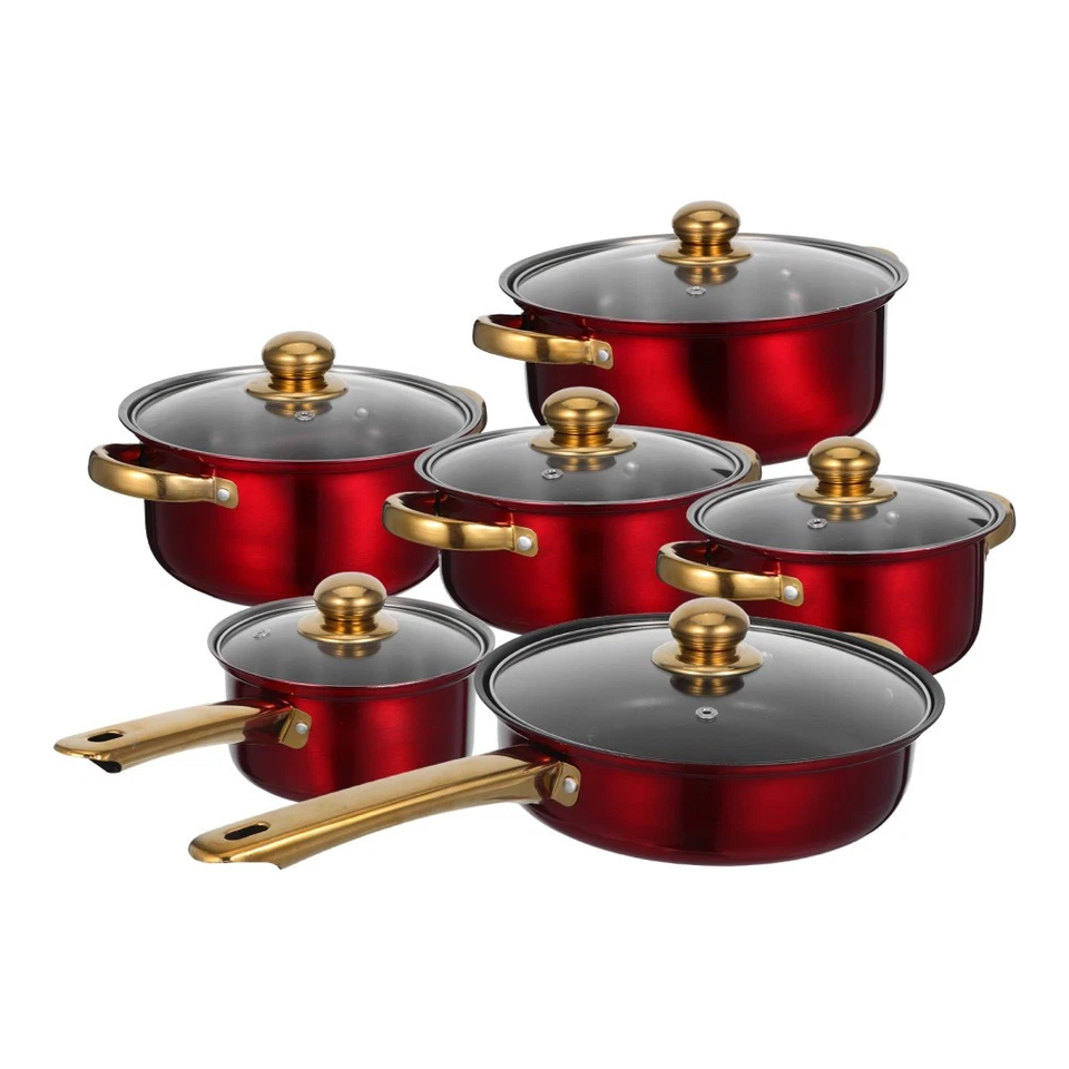 10PCS Induction Non Stick Stainless Steel Cookware Cooking Pot Pan With Lids Set - image 3 of 4