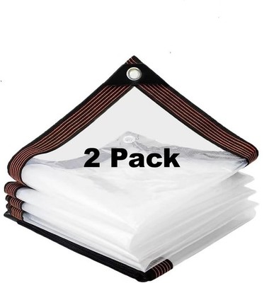 2 Pack Clear Tarp Medium Duty Waterproof Outdoor 10x10ft, 