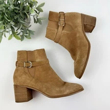 Gianni Bini Tan Suede Buckle Booties Size 9.5