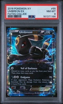 Umbreon EX 55/124 Fates Collide Pokemon PSA 8