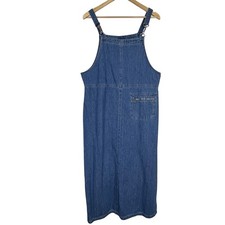 Vintage Women's Denim Skirtall Dressall Maxi Market OverALL Dress L GRUNGE BOHO