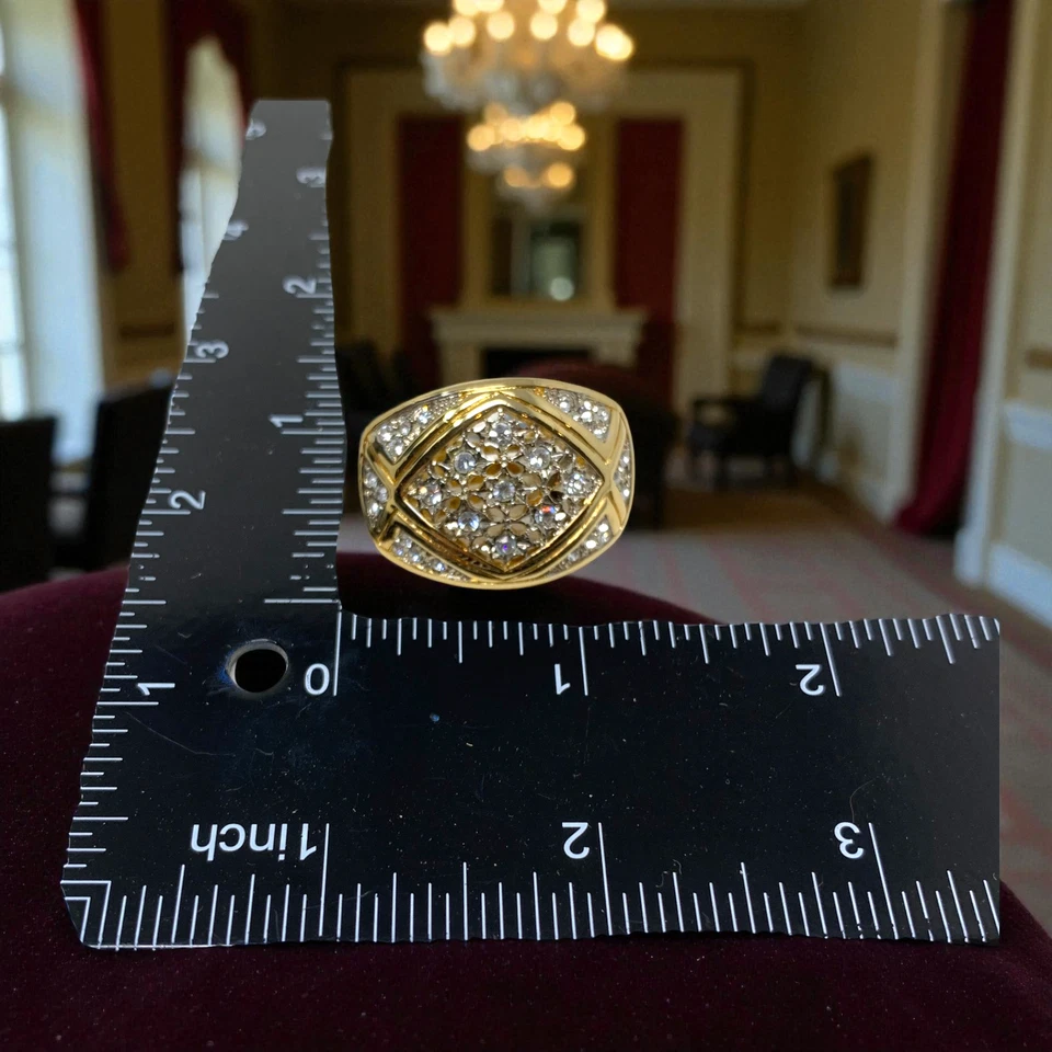 复古全新 Nadri 金色和银色 Pavé CZ 水晶声明耳环夹 — 第 4/4 张图片