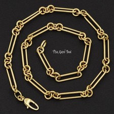 14K YELLOW GOLD Italian Paperclip Chain Necklace 18 inch Length Lobster Clasp