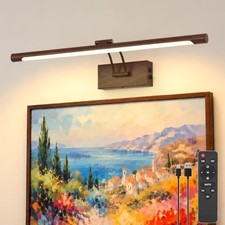 Wireless Picture Light for Wall, 23.6-Inch Rechargeable 23.6 Inch Walnut Finish