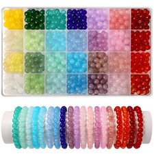 700 Pcs 8mm Glass Beads Jewelry Making 28 Colors Crystal Bracelet Kit DIY Crafts