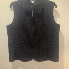 Women's Christopher  Banks Large outdoor fall black quilted vest jacket Pocket