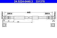 ATE Bremsschlauch 24.5224-0440.3 FüR VW 55 40 T3 LT Transporter 291 512 909 293