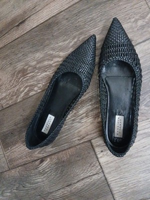 Gabriela Hearst Women's Black Woven Leather Ballerina Flats Size EU:41 US:10 1/2
