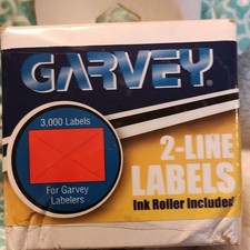 Garvey 2-Line Fluorescent Red Price Labels 22-66 22-77 22-88 Ink Roller Included