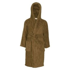 A2Z 4 Kids 100 Cotton Brown Hooded Bathrobe Terry Towel Dressing Gown Unisex