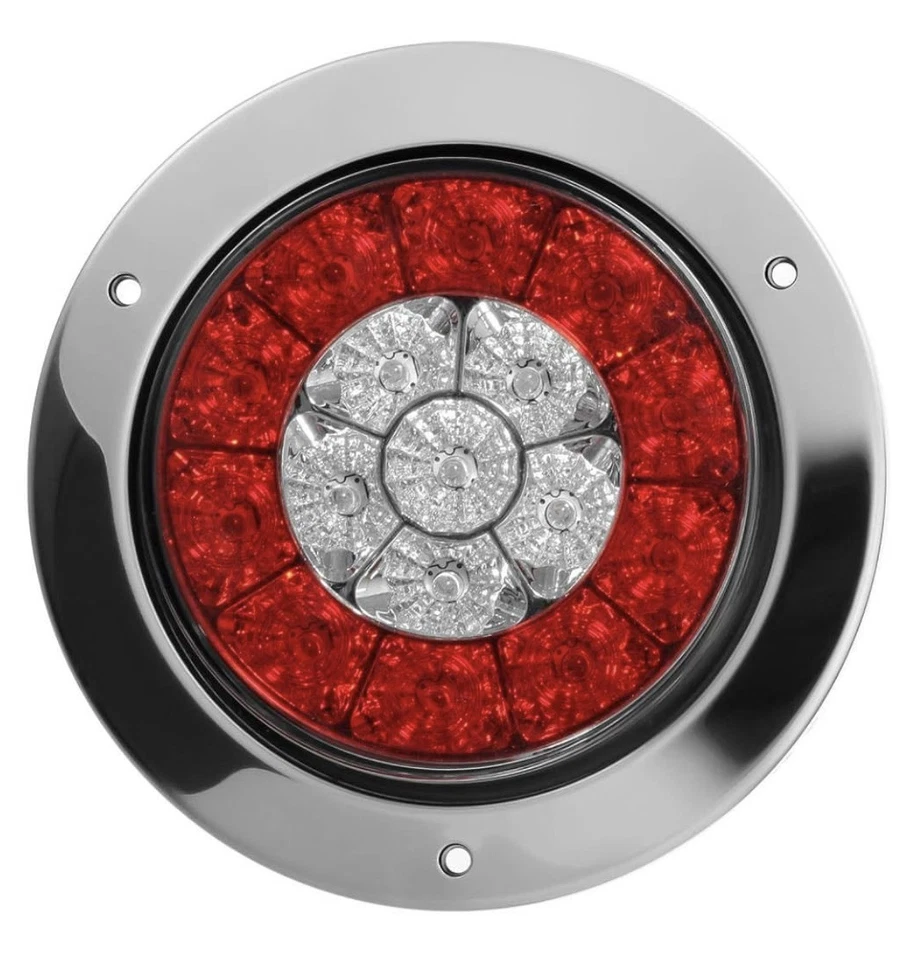 Luz trasera LED para remolque de 4". Paquete de 4 bisel LED cromado Big Rig Foto 2 de 4