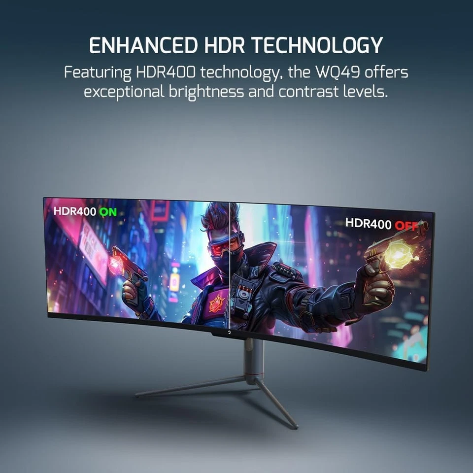 GAMEPOWER WQ49 Curved 49 zoll Gaming Monitor 144Hz 1ms ultrawide DFHD 3840x1080p - Bild 3 von 4