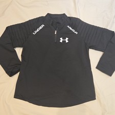 Under Armour Pullover Ladies XL Black Quarter Zip Shirt Long Sleeve Ruffles