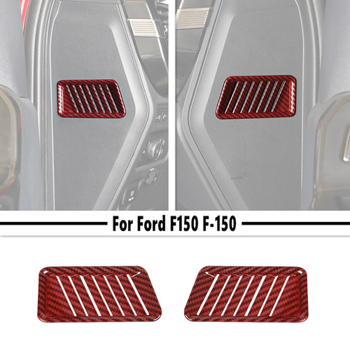 For Ford F150 21-26 Red Carbon Fiber Inner Dash Side Air Vent Outlet Cover Trim