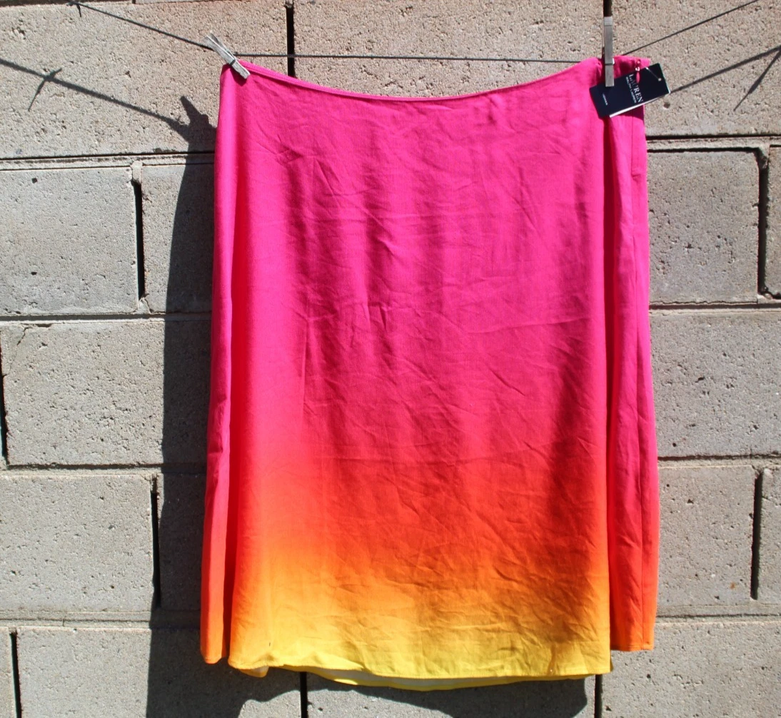 Lauren Ralph Lauren skirt linen plus size 20 W 2x Midi pink Orange $195OFFER new