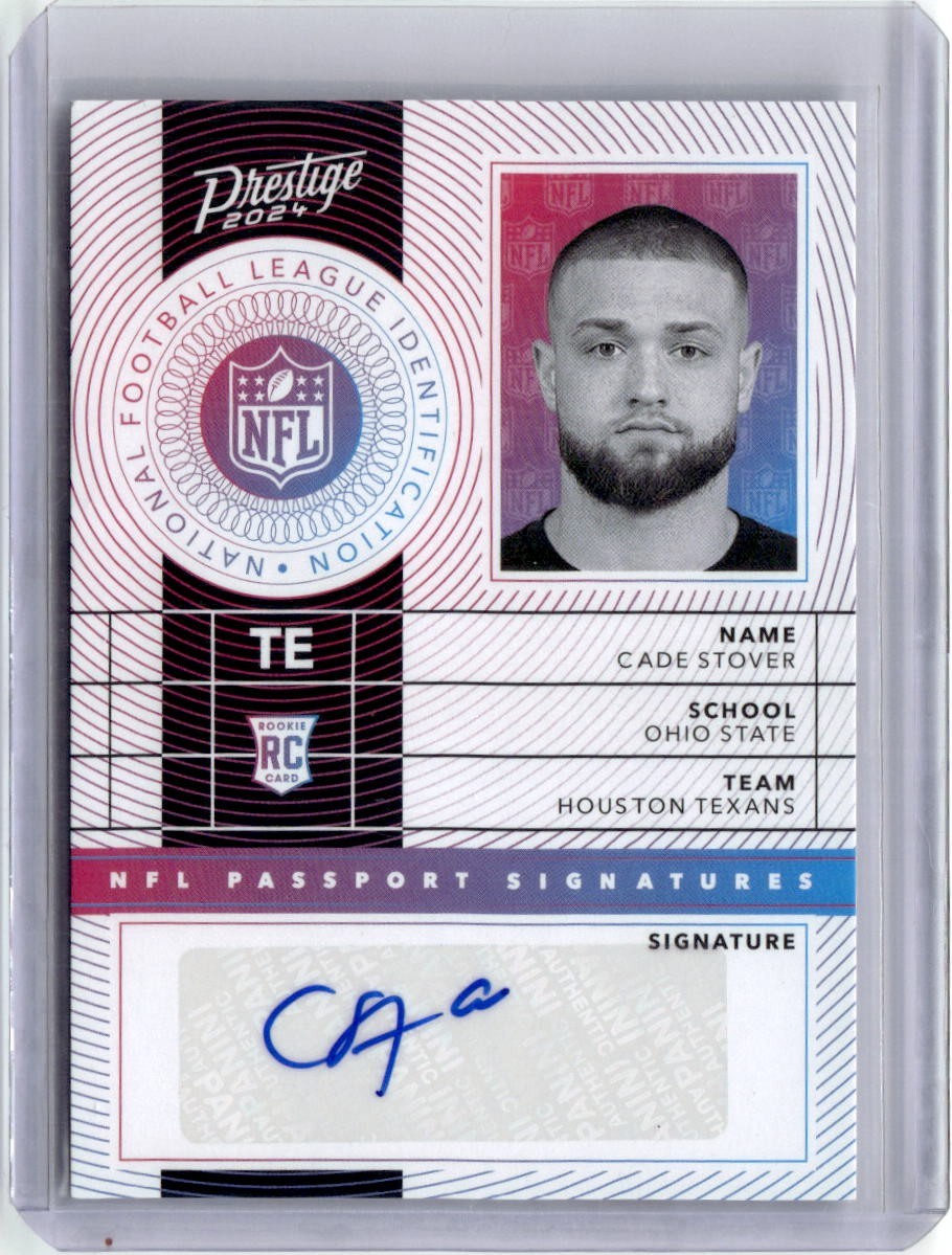 2024 Panini Prestige #NPS-CSR Cade Stover NFL Passport Signatures Auto Texans RC