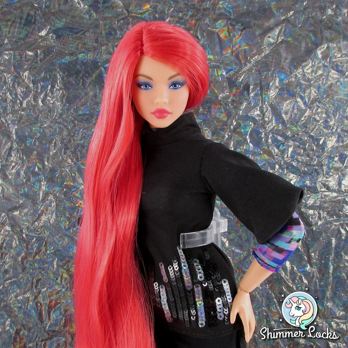 Nylon Doll Hair Passion Red for Rerooting Custom Dolls, Doll Rehair