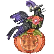 KIRKS FOLLY MS. CROW OVER GODDESS SEAVIEW MOON PUMPKIN PIN PENDANT ST #34