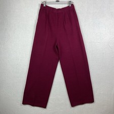 VTG St. John Collection Santana Knit Wide-Leg Pants Deep Red Pull On Sz 6 Pocket