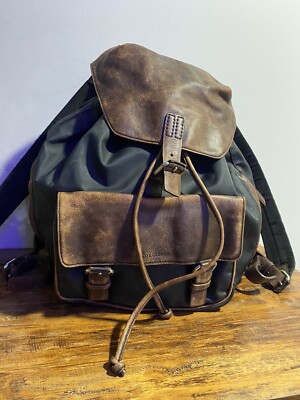 Vintage 90's Cole Haan Black Canvas And Brown Leather