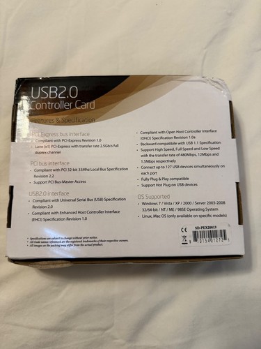 Best Connectivity USB 2.0 Controller Card PCI-E, 5 External Ports - Picture 2 of 2
