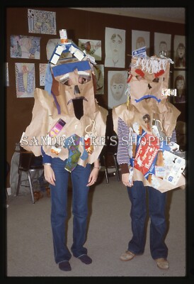1970s Single Slide Paper Bag Recycled Paper Masks Costumes #4876