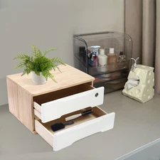 2-tier Desktop Storage Box With Lockable Drawers Rectangle Box Home Office US
