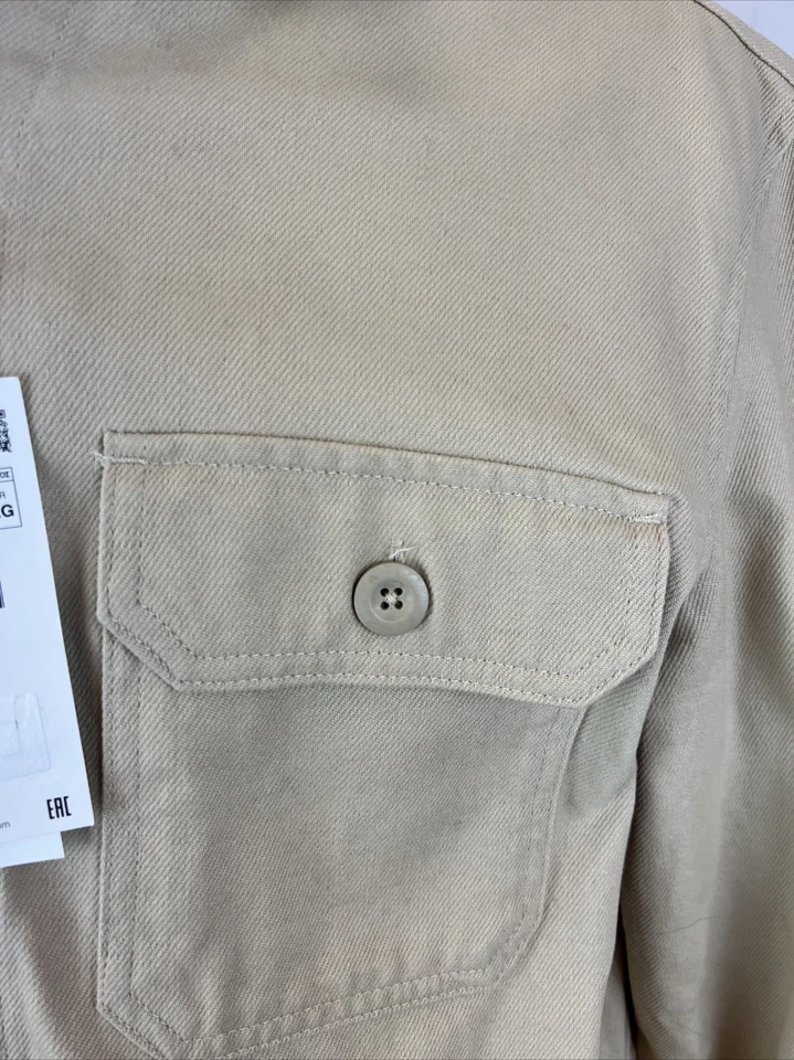 NUEVO CON ETIQUETAS Chaqueta Zara Hombre Beige Algodón Sólido TALLA XL $158 Foto 3 de 4